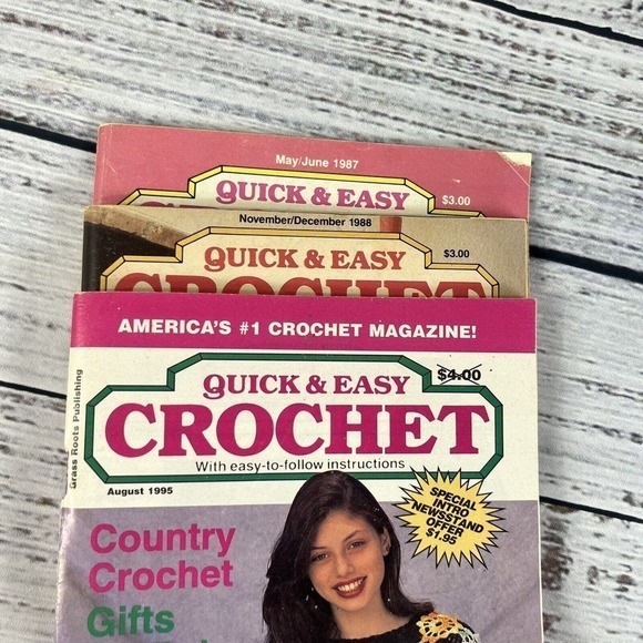 Vintage Lot of 3 Quick & Easy Crochet Craft Magazines 1987-88 1995 - Picture 4 of 9